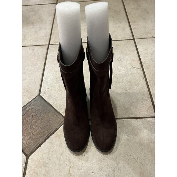 Michael Kors Brown Suede Rhea Boots Sz 7.5 Fringe Boho Western - Picture 1 of 10